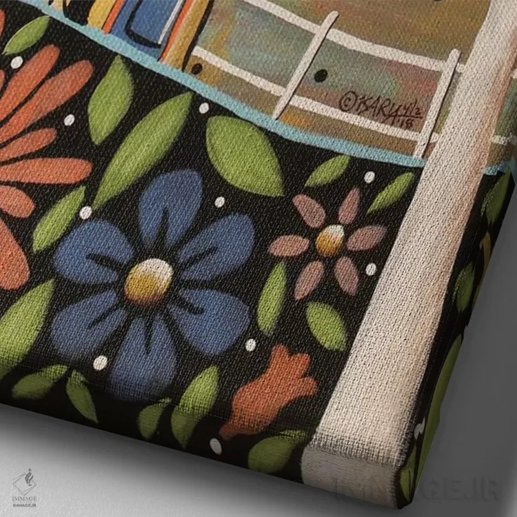 تابلو دکوراتیو شب بهاری اثر کارلا جرارد - نمای نزدیک بافت بوم