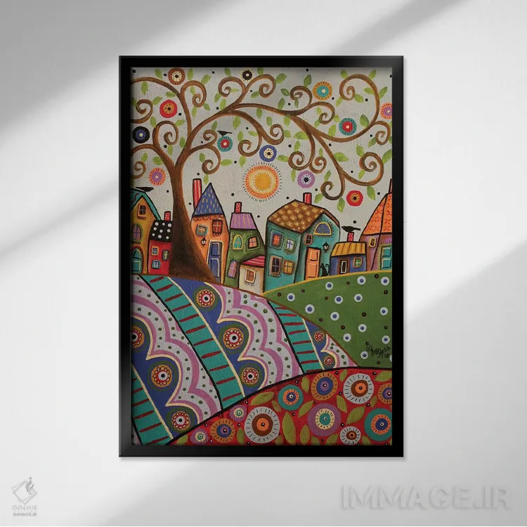 تابلو دکوراتیو منظره سرگرم کننده اثر کارلا جرارد - نمای قابدار مشکی