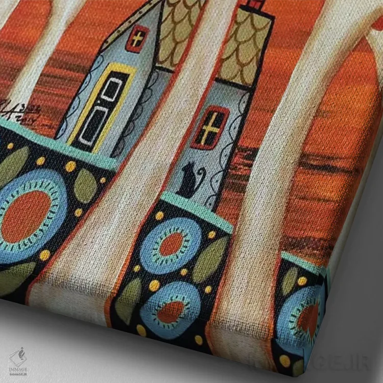 تابلو دکوراتیو درختان سفید I اثر کارلا جرارد - نمای نزدیک بافت بوم