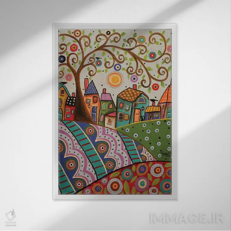 تابلو دکوراتیو منظره سرگرم کننده اثر کارلا جرارد - نمای قابدار سفید