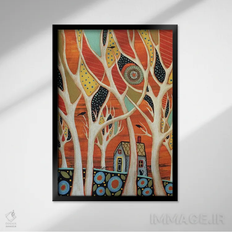 تابلو دکوراتیو درختان سفید I اثر کارلا جرارد - نمای قابدار مشکی