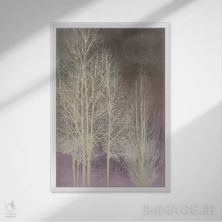 تابلو مدرن درختان روی پنل صورتی I اثر کیت بنت - نمای قابدار سفید
