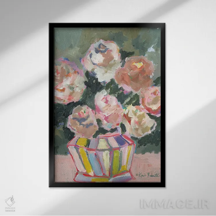 تابلو انتزاعی گل ها برای برندا اثر کیت رابرتس - نمای قابدار مشکی