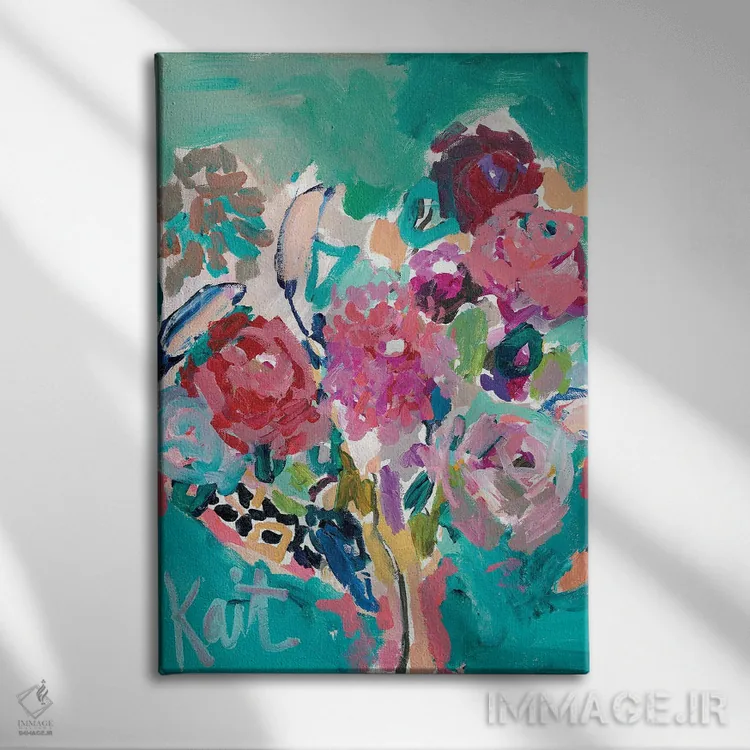 تابلو انتزاعی زیبایی گیاه اثر کیت رابرتس - نمای روبهرو روی دیوار
