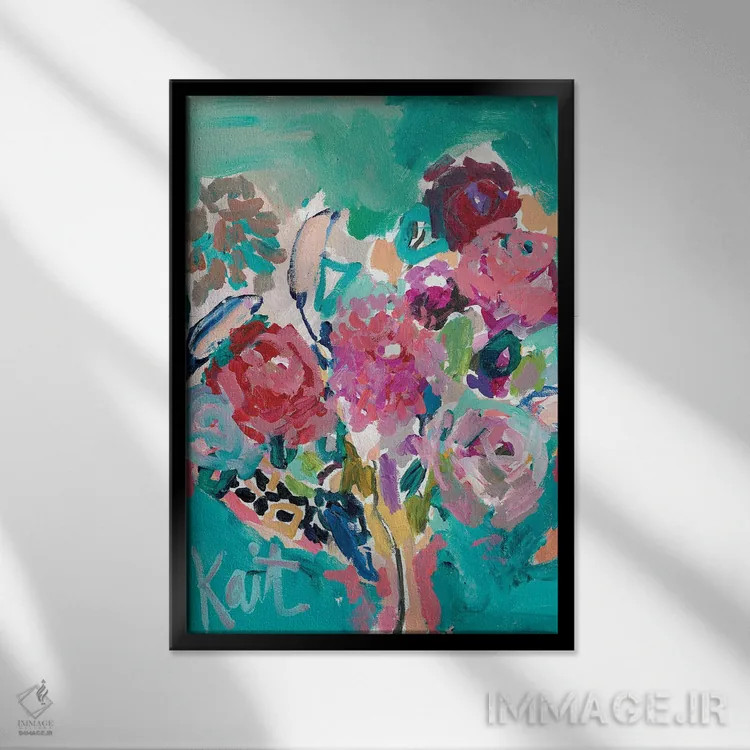 تابلو انتزاعی زیبایی گیاه اثر کیت رابرتس - نمای قابدار مشکی