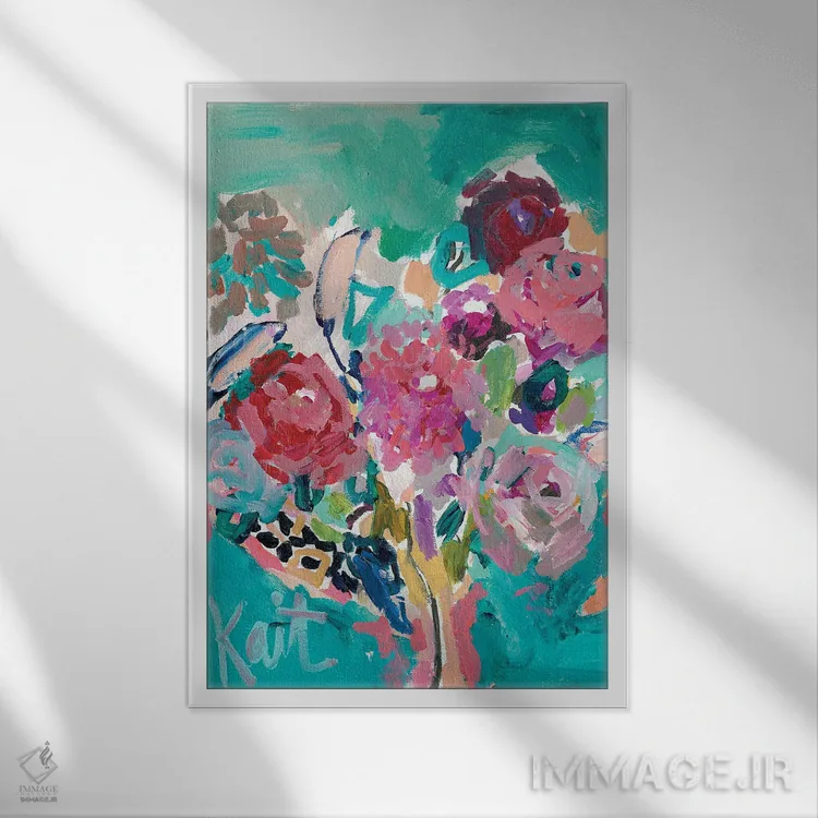 تابلو انتزاعی زیبایی گیاه اثر کیت رابرتس - نمای قابدار سفید