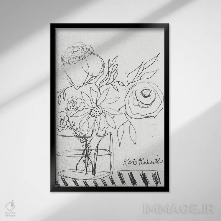 تابلو مینیمال صبح بخیر اثر کیت رابرتس - نمای قابدار مشکی