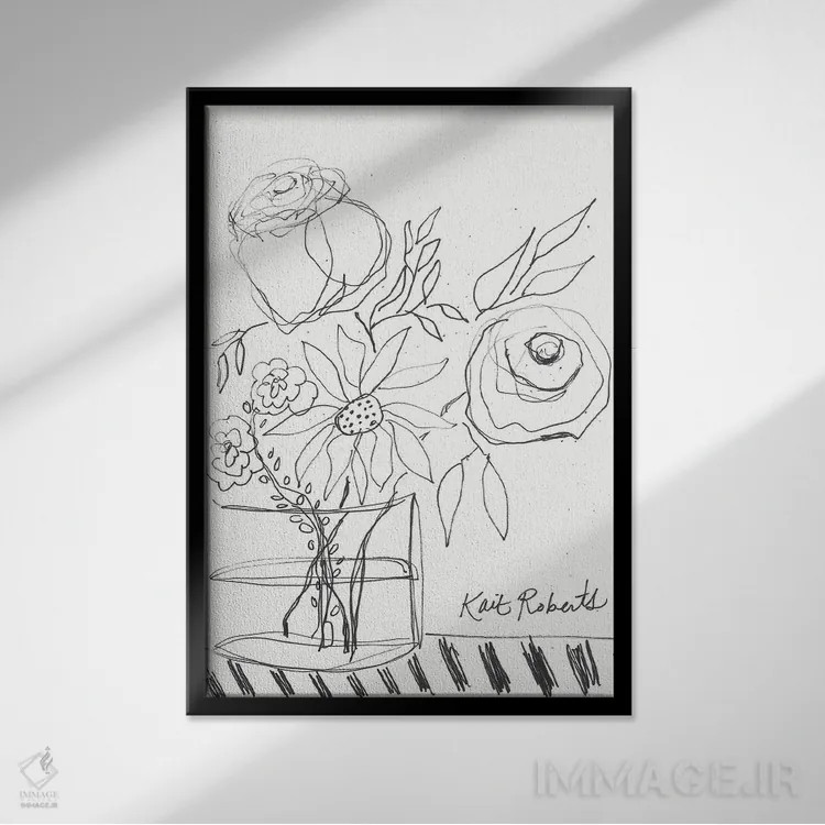 تابلو مینیمال صبح بخیر اثر کیت رابرتس - نمای قابدار مشکی