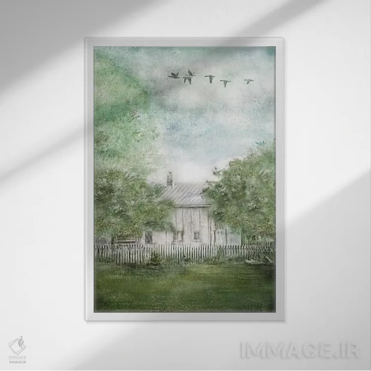 تابلو دکوراتیو خانه قدیمی بهاری اثر کاترینا جونز - نمای قابدار سفید