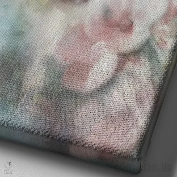 تابلو مدرن شاخه شکوفه دار اثر کاترینا جونز - نمای نزدیک بافت بوم