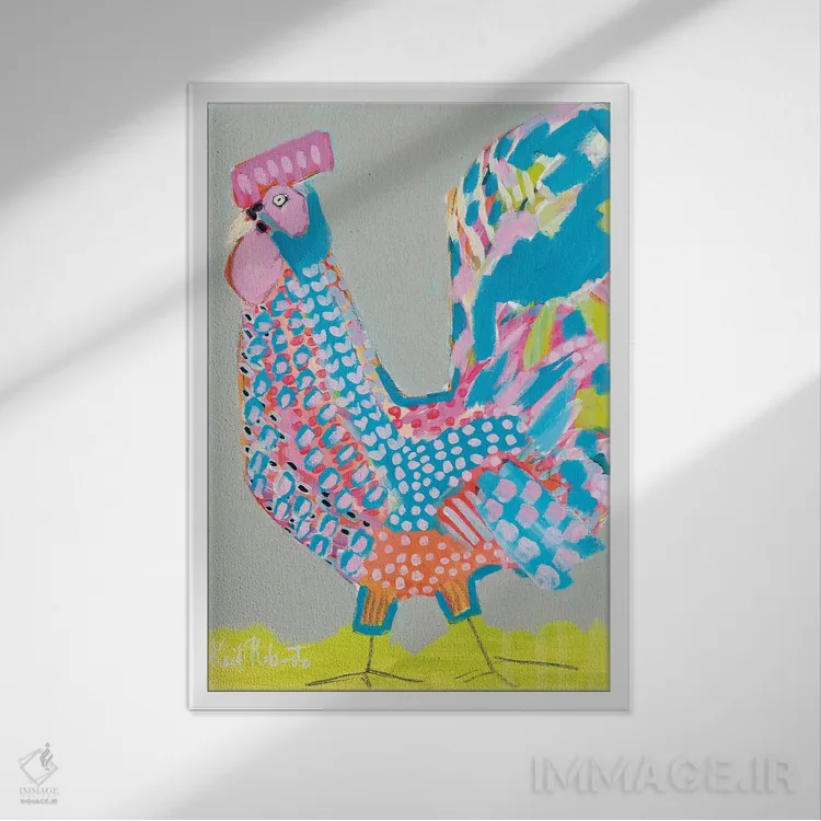 تابلو دکوراتیو رالف خروس اثر کیت رابرتس - نمای قابدار سفید