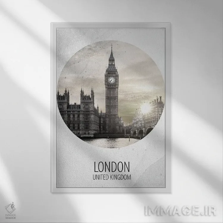 تابلو دکوراتیو لندن اثر کیمبرلی آلن - نمای قابدار سفید