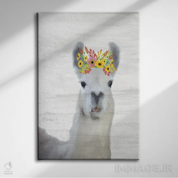 تابلو دکوراتیو لامای بچه اثر کیمبرلی آلن - نمای روبهرو روی دیوار