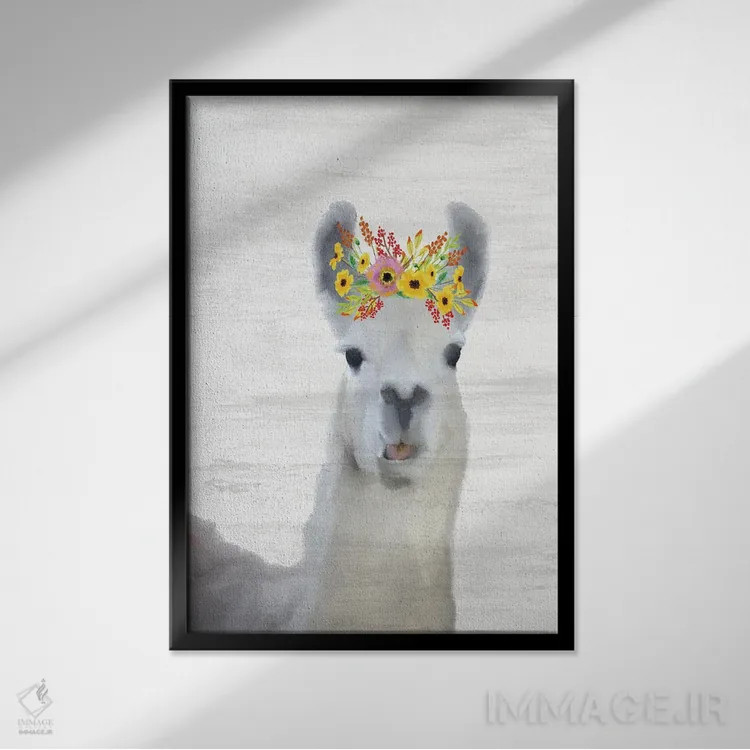 تابلو دکوراتیو لامای بچه اثر کیمبرلی آلن - نمای قابدار مشکی