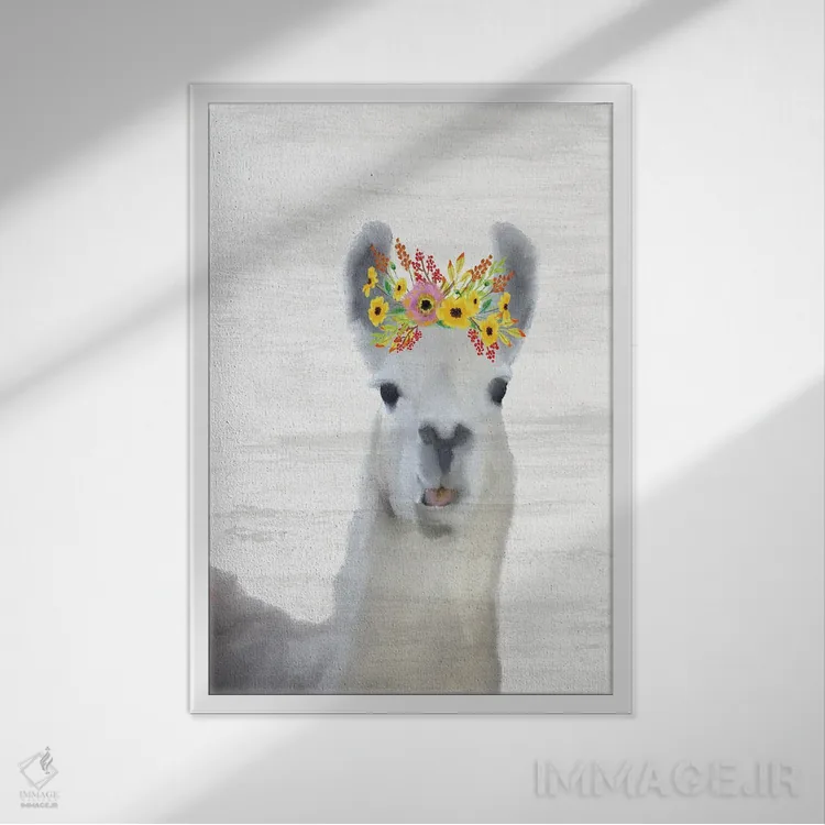 تابلو دکوراتیو لامای بچه اثر کیمبرلی آلن - نمای قابدار سفید