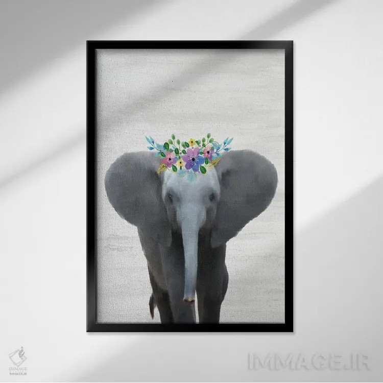 تابلو دکوراتیو فیل بچه اثر کیمبرلی آلن - نمای قابدار مشکی