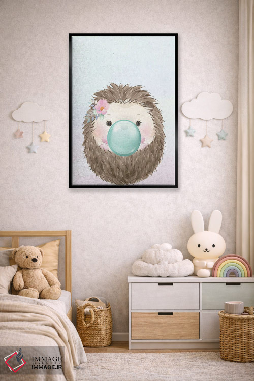 تابلو دکوراتیو جوجه تیغی آدامس بادکنکی II اثر کیمبرلی آلن - D5B