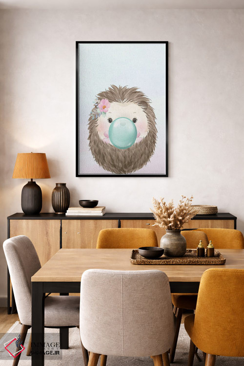 تابلو دکوراتیو جوجه تیغی آدامس بادکنکی II اثر کیمبرلی آلن - D6B