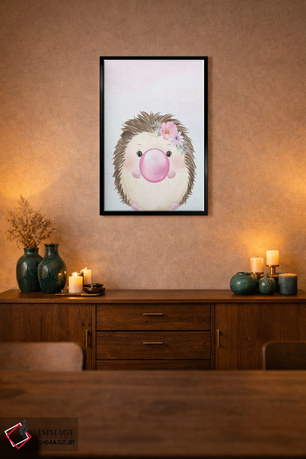 تابلو دکوراتیو جوجه تیغی آدامس بادکنکی I اثر کیمبرلی آلن - D2B