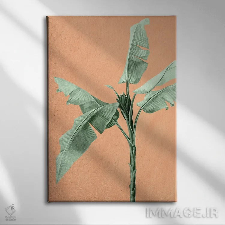 تابلو دکوراتیو نخل روی نارنجی اثر کیمبرلی آلن - نمای روبهرو روی دیوار