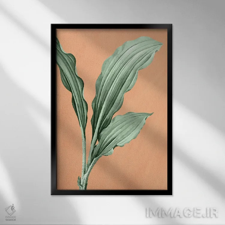 تابلو دکوراتیو نخل روی نارنجی اثر کیمبرلی آلن - نمای قابدار مشکی