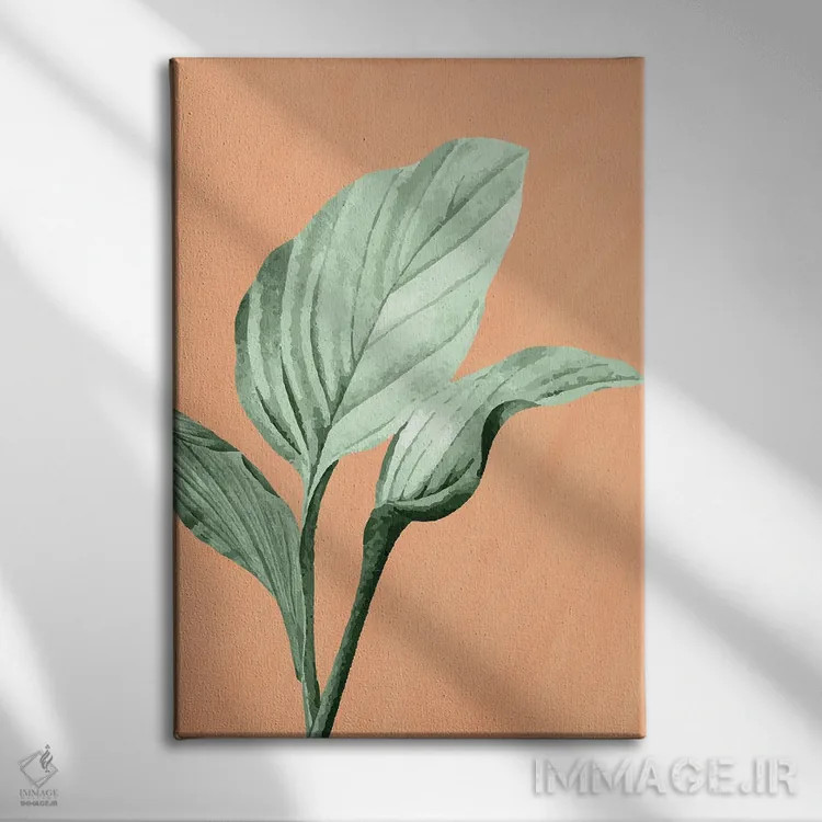 تابلو دکوراتیو نخل روی نارنجی اثر کیمبرلی آلن - نمای روبهرو روی دیوار