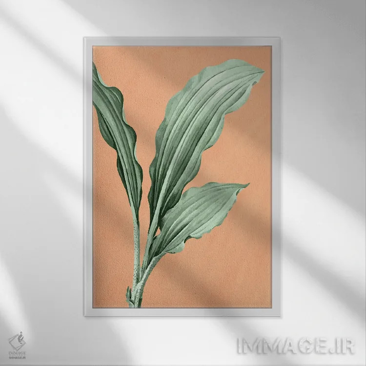تابلو دکوراتیو نخل روی نارنجی اثر کیمبرلی آلن - نمای قابدار سفید