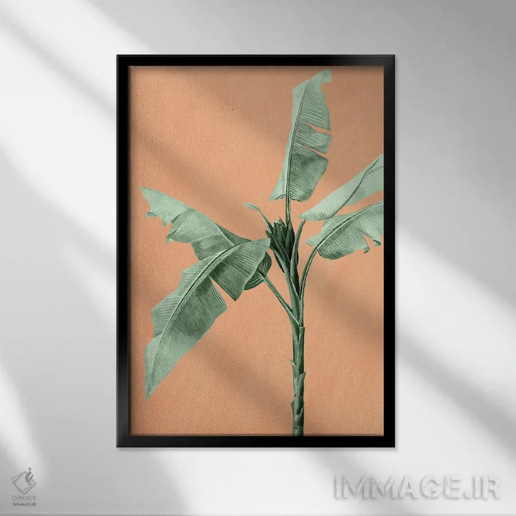 تابلو دکوراتیو نخل روی نارنجی اثر کیمبرلی آلن - نمای قابدار مشکی