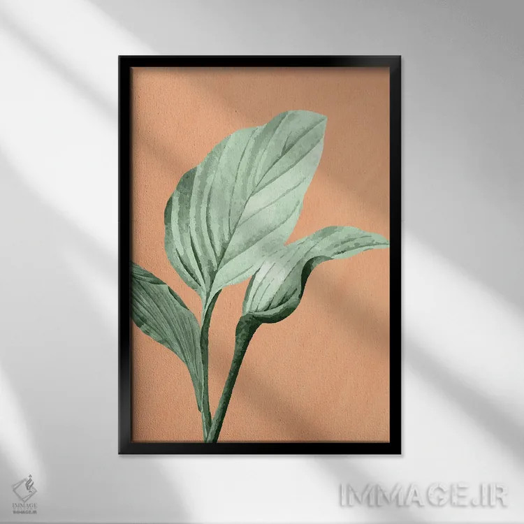 تابلو دکوراتیو نخل روی نارنجی اثر کیمبرلی آلن - نمای قابدار مشکی