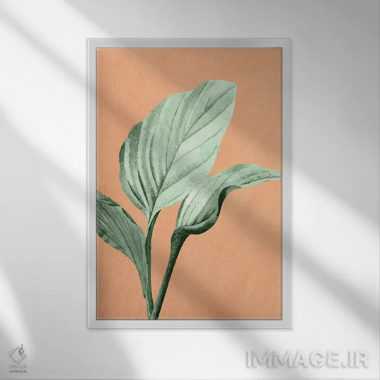 تابلو دکوراتیو نخل روی نارنجی اثر کیمبرلی آلن - نمای قابدار سفید