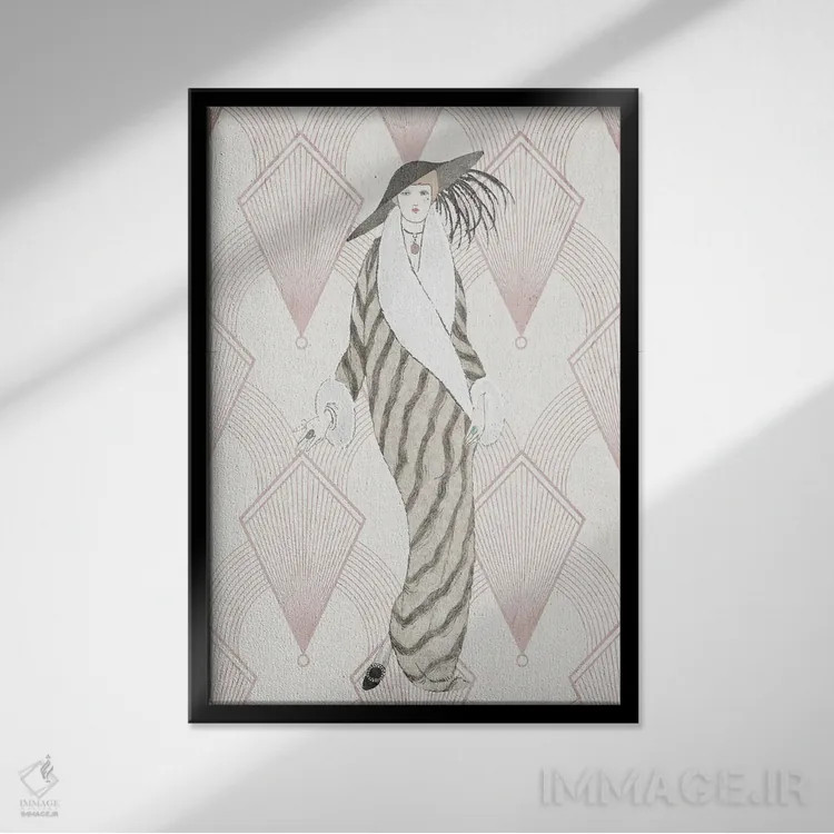 تابلو دکوراتیو در دهه بیست میلادی اثر کیمبرلی آلن - نمای قابدار مشکی