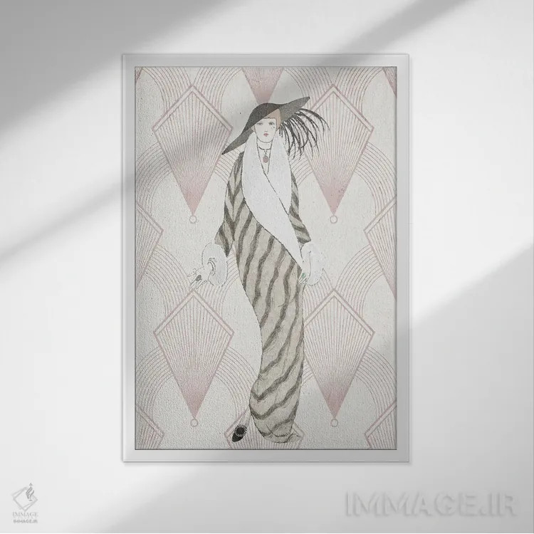 تابلو دکوراتیو در دهه بیست میلادی اثر کیمبرلی آلن - نمای قابدار سفید