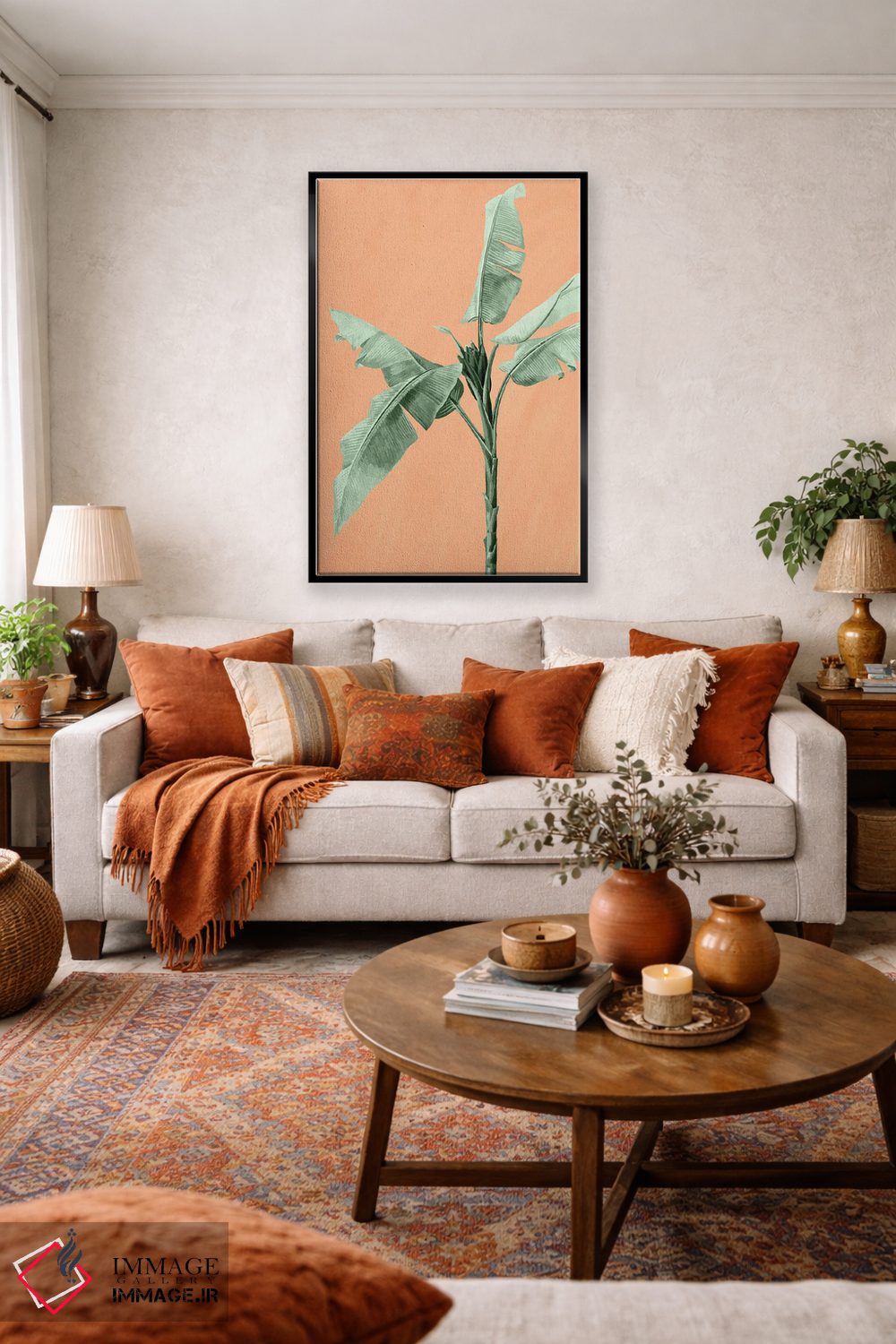 تابلو دکوراتیو نخل روی نارنجی اثر کیمبرلی آلن - D5B
