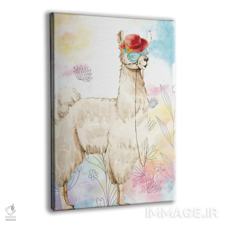 تابلو دکوراتیو لاما با کلاه شاپو اثر کیمبرلی آلن - نمای پرسپکتیو محصول