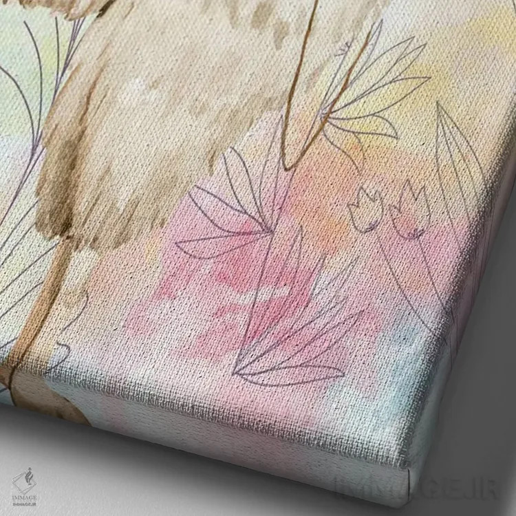 تابلو دکوراتیو لاما با کلاه شاپو اثر کیمبرلی آلن - نمای نزدیک بافت بوم