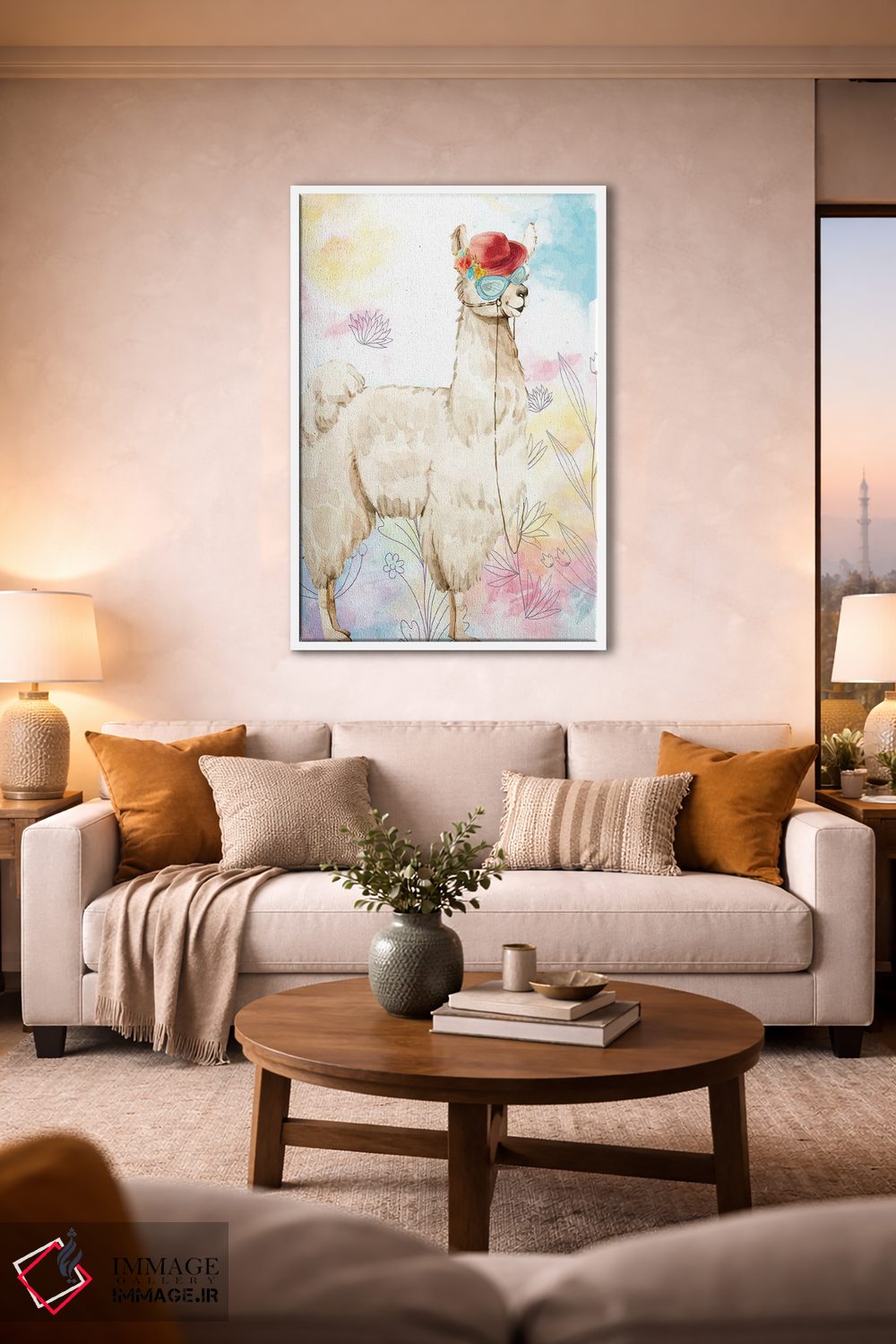 تابلو دکوراتیو لاما با کلاه شاپو اثر کیمبرلی آلن - D1W