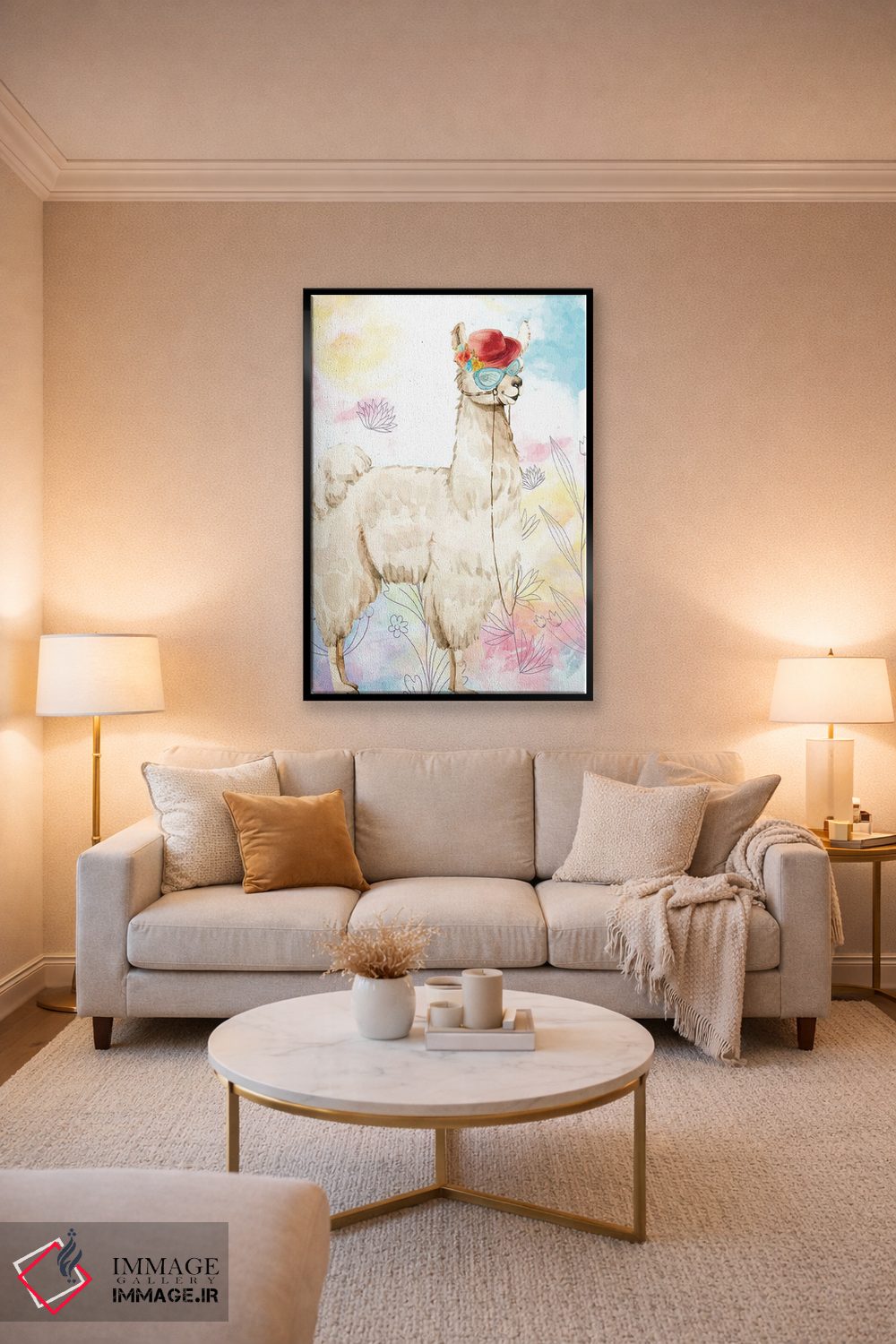 تابلو دکوراتیو لاما با کلاه شاپو اثر کیمبرلی آلن - D5B