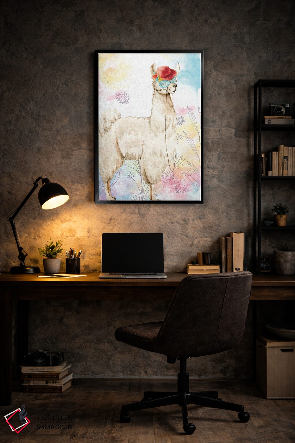 تابلو دکوراتیو لاما با کلاه شاپو اثر کیمبرلی آلن - D6B