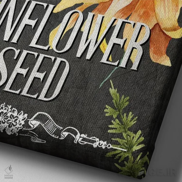 تابلو دکوراتیو دانه آفتابگردان اثر کیمبرلی آلن - نمای نزدیک بافت بوم