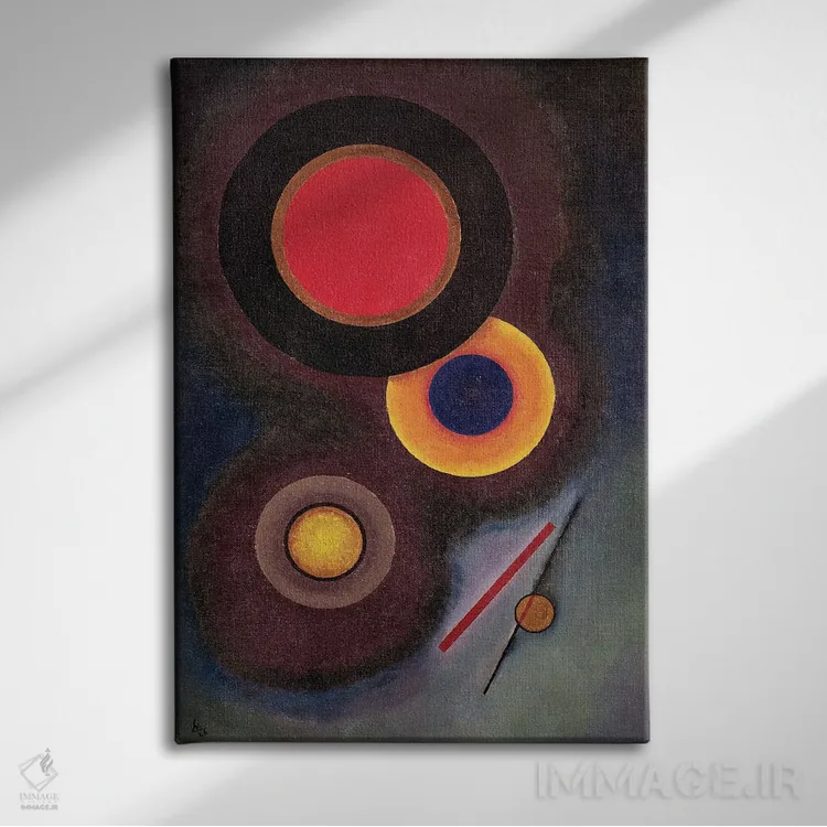 تابلو انتزاعی 1926,ترکیب با دایره و خط، ۱۹۲۶ اثر واسیلی کانباورسکی - نمای روبهرو روی دیوار