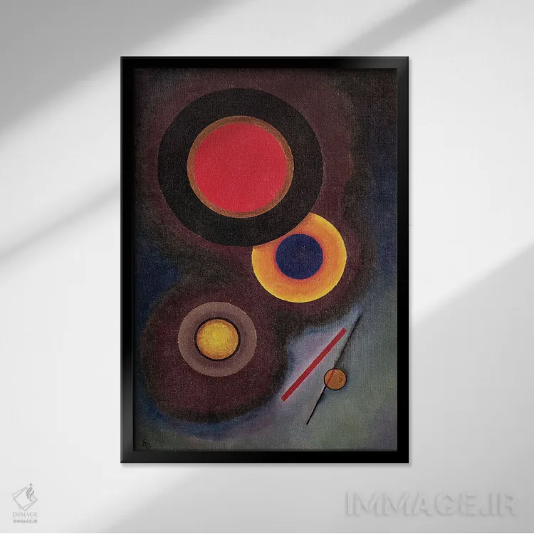 تابلو انتزاعی 1926,ترکیب با دایره و خط، ۱۹۲۶ اثر واسیلی کانباورسکی - نمای قابدار مشکی