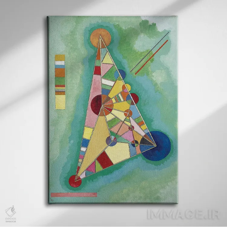 تابلو انتزاعی 1927,مثلث چندرنگ، ۱۹۲۷ اثر واسیلی کانباورسکی - نمای روبهرو روی دیوار