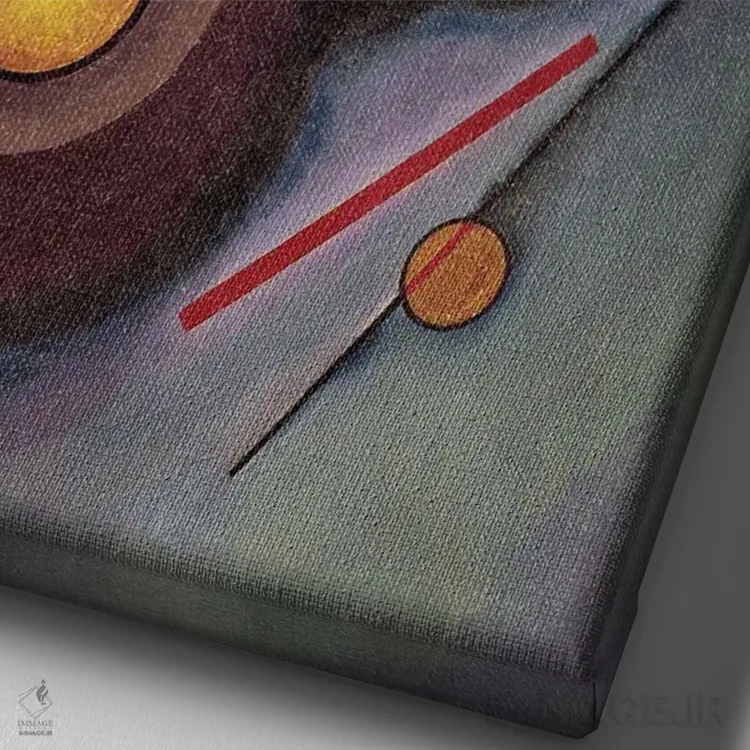 تابلو انتزاعی 1926,ترکیب با دایره و خط، ۱۹۲۶ اثر واسیلی کانباورسکی - نمای نزدیک بافت بوم