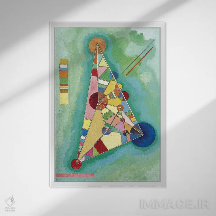 تابلو انتزاعی 1927,مثلث چندرنگ، ۱۹۲۷ اثر واسیلی کانباورسکی - نمای قابدار سفید