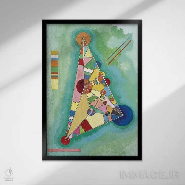 تابلو انتزاعی 1927,مثلث چندرنگ، ۱۹۲۷ اثر واسیلی کانباورسکی - نمای قابدار مشکی