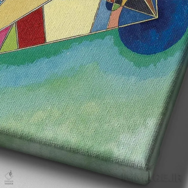 تابلو انتزاعی 1927,مثلث چندرنگ، ۱۹۲۷ اثر واسیلی کانباورسکی - نمای نزدیک بافت بوم