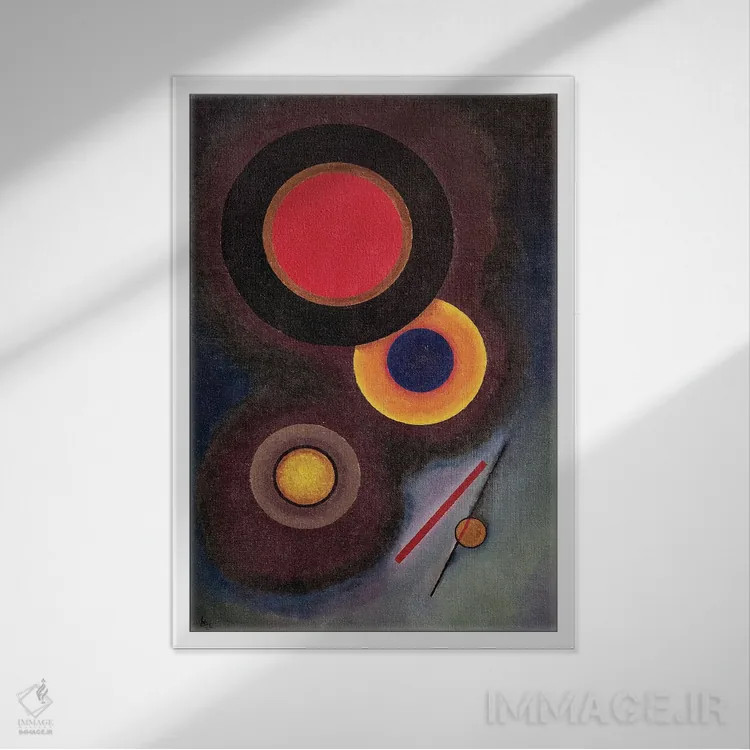 تابلو انتزاعی 1926,ترکیب با دایره و خط، ۱۹۲۶ اثر واسیلی کانباورسکی - نمای قابدار سفید