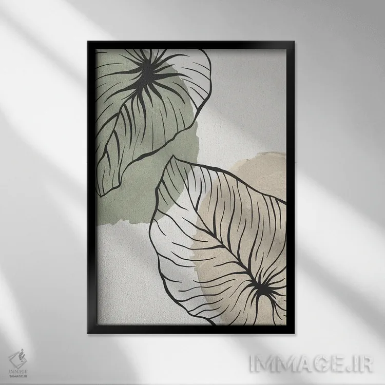 تابلو مینیمال ارگانیک های نخل ۱ اثر کیمبرلی آلن - نمای قابدار مشکی