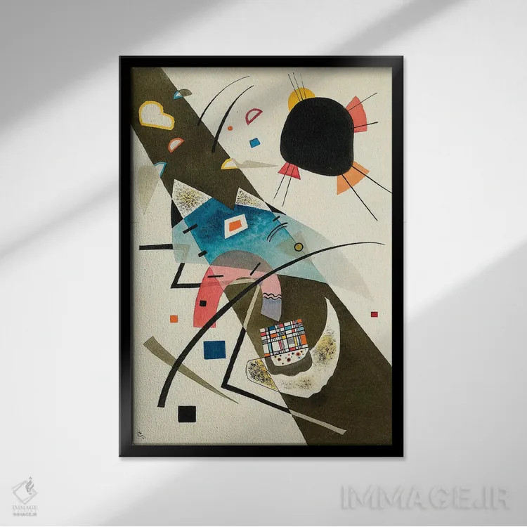 تابلو انتزاعی 1923,دو لکه سیاه، ۱۹۲۳ اثر واسیلی کانباورسکی - نمای قابدار مشکی