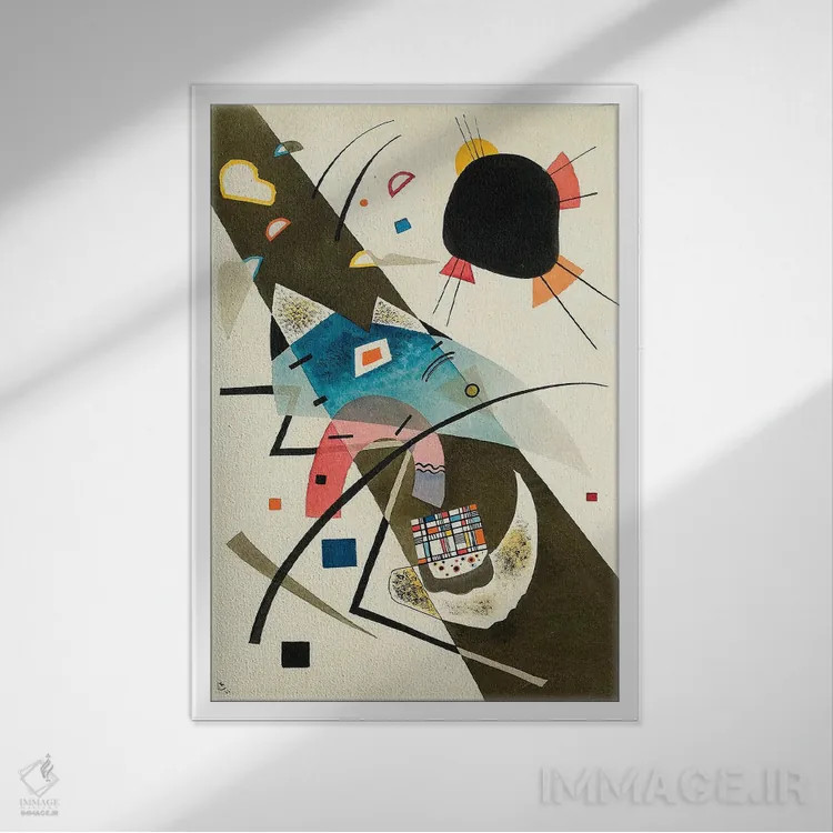 تابلو انتزاعی 1923,دو لکه سیاه، ۱۹۲۳ اثر واسیلی کانباورسکی - نمای قابدار سفید